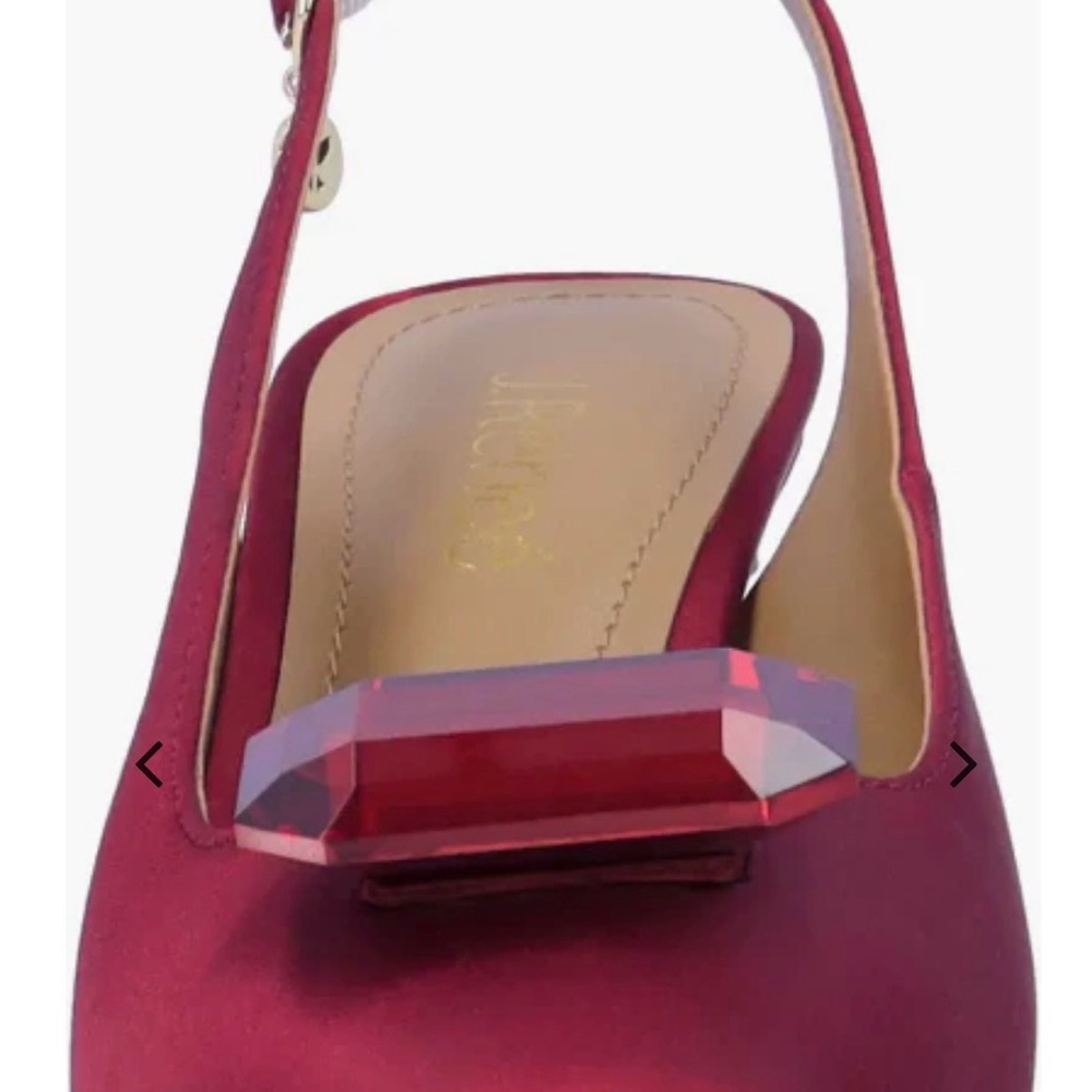 J.Renee Burgundy Slingback Pointed/Squared Toe Pumps with Red Gem - Picture 5 of 17